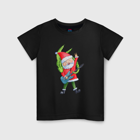 Детская футболка хлопок с принтом Дракон и Санта Клаус в Курске, 100% хлопок | круглый вырез горловины, полуприлегающий силуэт, длина до линии бедер | 