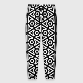 Мужские брюки 3D с принтом Чёрный и белый ромбический паттерн в Санкт-Петербурге, 100% полиэстер | манжеты по низу, эластичный пояс регулируется шнурком, по бокам два кармана без застежек, внутренняя часть кармана из мелкой сетки | 