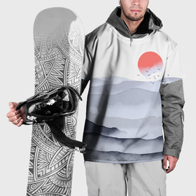 Накидка на куртку 3D с принтом Японский пейзаж   восход солнца в Санкт-Петербурге, 100% полиэстер |  | Тематика изображения на принте: 