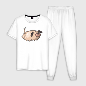 Мужская пижама хлопок с принтом Собачка виляет  хвостиком , 100% хлопок | брюки и футболка прямого кроя, без карманов, на брюках мягкая резинка на поясе и по низу штанин
 | Тематика изображения на принте: 