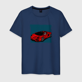 Мужская футболка хлопок с принтом Гоночный авто в Кировске, 100% хлопок | прямой крой, круглый вырез горловины, длина до линии бедер, слегка спущенное плечо. | 