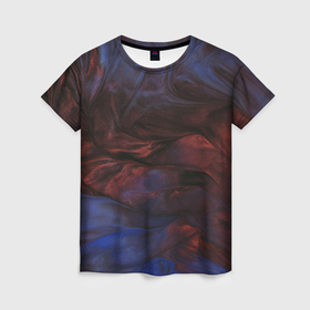 Женская футболка 3D с принтом Тёмные переливающиеся волны с блёстками , 100% полиэфир ( синтетическое хлопкоподобное полотно) | прямой крой, круглый вырез горловины, длина до линии бедер | 