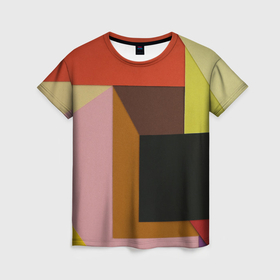 Женская футболка 3D с принтом Геометрическое множество разноцветных фигуры , 100% полиэфир ( синтетическое хлопкоподобное полотно) | прямой крой, круглый вырез горловины, длина до линии бедер | Тематика изображения на принте: 