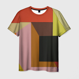 Мужская футболка 3D с принтом Геометрическое множество разноцветных фигуры в Екатеринбурге, 100% полиэфир | прямой крой, круглый вырез горловины, длина до линии бедер | 