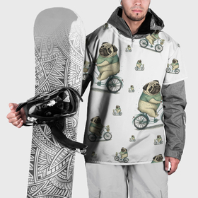 Накидка на куртку 3D с принтом Мопс на прогулке , 100% полиэстер |  | 