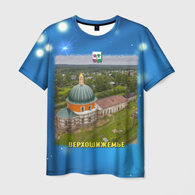 Мужская футболка 3D с принтом Верхошижемье   церковь , 100% полиэфир | прямой крой, круглый вырез горловины, длина до линии бедер | 