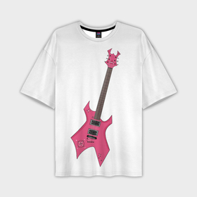 Мужская футболка oversize 3D с принтом Розовая гитара в Кировске,  |  | Тематика изображения на принте: 
