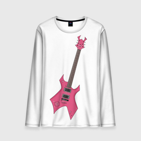 Мужской лонгслив 3D с принтом Розовая гитара в Кировске, 100% полиэстер | длинные рукава, круглый вырез горловины, полуприлегающий силуэт | Тематика изображения на принте: 