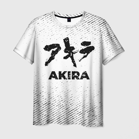 Мужская футболка 3D с принтом Akira с потертостями на светлом фоне в Санкт-Петербурге, 100% полиэфир | прямой крой, круглый вырез горловины, длина до линии бедер | Тематика изображения на принте: 