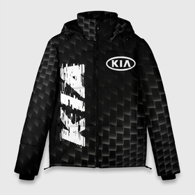 Мужская зимняя куртка 3D с принтом KIA карбоновый фон в Тюмени, верх — 100% полиэстер; подкладка — 100% полиэстер; утеплитель — 100% полиэстер | длина ниже бедра, свободный силуэт Оверсайз. Есть воротник-стойка, отстегивающийся капюшон и ветрозащитная планка. 

Боковые карманы с листочкой на кнопках и внутренний карман на молнии. | 