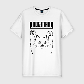 Мужская футболка хлопок Slim с принтом Lindemann   rock cat в Кировске, 92% хлопок, 8% лайкра | приталенный силуэт, круглый вырез ворота, длина до линии бедра, короткий рукав | Тематика изображения на принте: 