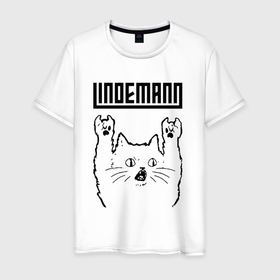 Мужская футболка хлопок с принтом Lindemann   rock cat в Кировске, 100% хлопок | прямой крой, круглый вырез горловины, длина до линии бедер, слегка спущенное плечо. | 