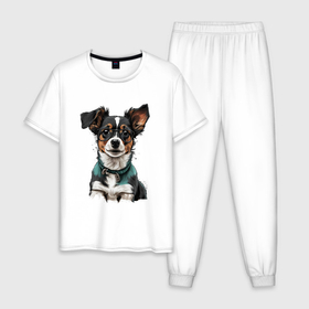 Мужская пижама хлопок с принтом Nimbus щенок в Петрозаводске, 100% хлопок | брюки и футболка прямого кроя, без карманов, на брюках мягкая резинка на поясе и по низу штанин
 | 