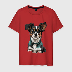 Мужская футболка хлопок с принтом Nimbus щенок в Петрозаводске, 100% хлопок | прямой крой, круглый вырез горловины, длина до линии бедер, слегка спущенное плечо. | 