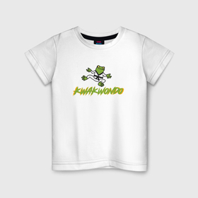 Детская футболка хлопок с принтом Кваквондо лягушачье тхэквондо в Белгороде, 100% хлопок | круглый вырез горловины, полуприлегающий силуэт, длина до линии бедер | 