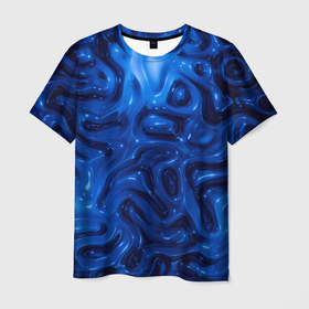 Мужская футболка 3D с принтом Объемная жидкость в Петрозаводске, 100% полиэфир | прямой крой, круглый вырез горловины, длина до линии бедер | 