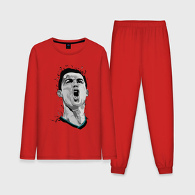 Мужская пижама с лонгсливом хлопок с принтом Scream Ronaldo в Санкт-Петербурге,  |  | 