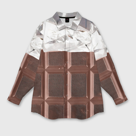Мужская рубашка oversize 3D с принтом Темная плитка шоколада в обертке в Екатеринбурге,  |  | Тематика изображения на принте: 