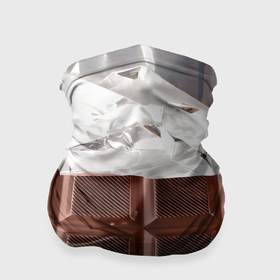 Бандана-труба 3D с принтом Темная плитка шоколада в обертке в Екатеринбурге, 100% полиэстер, ткань с особыми свойствами — Activecool | плотность 150‒180 г/м2; хорошо тянется, но сохраняет форму | Тематика изображения на принте: 