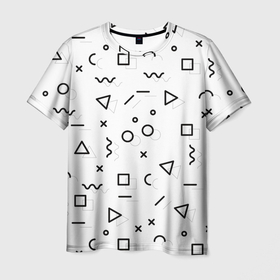 Мужская футболка 3D с принтом разные геометрические фигуры в Петрозаводске, 100% полиэфир | прямой крой, круглый вырез горловины, длина до линии бедер | 