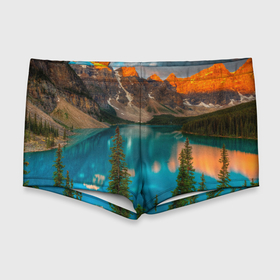 Мужские купальные плавки 3D с принтом Чисто озеро и горы в Тюмени, Полиэстер 85%, Спандекс 15% |  | Тематика изображения на принте: 
