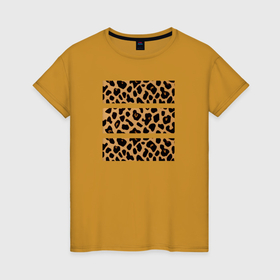 Женская футболка хлопок с принтом Леопардовые полосы в Тюмени, 100% хлопок | прямой крой, круглый вырез горловины, длина до линии бедер, слегка спущенное плечо | 