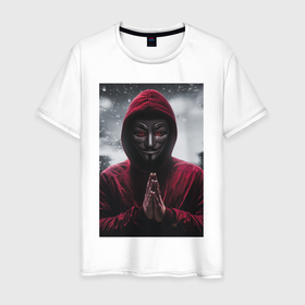 Мужская футболка хлопок с принтом Поклон анонимуса в Белгороде, 100% хлопок | прямой крой, круглый вырез горловины, длина до линии бедер, слегка спущенное плечо. | 