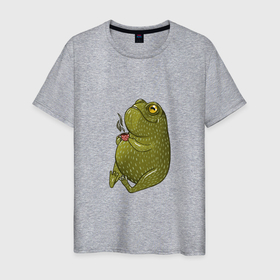 Мужская футболка хлопок с принтом Чаепитие лягушки в Кировске, 100% хлопок | прямой крой, круглый вырез горловины, длина до линии бедер, слегка спущенное плечо. | 