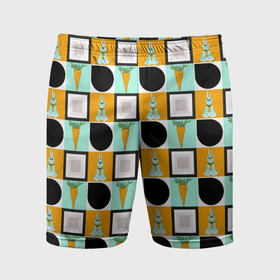 Мужские шорты спортивные с принтом Зайка и морковка, геометрический паттерн в Курске,  |  | 