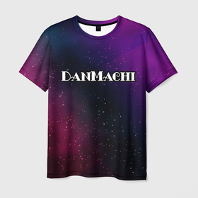 Мужская футболка 3D с принтом DanMachi gradient space в Рязани, 100% полиэфир | прямой крой, круглый вырез горловины, длина до линии бедер | 