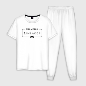 Мужская пижама хлопок с принтом Lineage 2 gaming champion: рамка с лого и джойстиком в Кировске, 100% хлопок | брюки и футболка прямого кроя, без карманов, на брюках мягкая резинка на поясе и по низу штанин
 | 