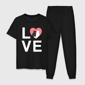 Мужская пижама хлопок с принтом Cat love в Белгороде, 100% хлопок | брюки и футболка прямого кроя, без карманов, на брюках мягкая резинка на поясе и по низу штанин
 | 