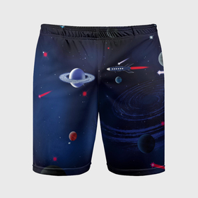 Мужские шорты спортивные с принтом Космос, планеты, ракета в Курске,  |  | 