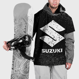 Накидка на куртку 3D с принтом Suzuki с потертостями на темном фоне в Белгороде, 100% полиэстер |  | 