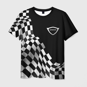 Мужская футболка 3D с принтом Genesis racing flag в Белгороде, 100% полиэфир | прямой крой, круглый вырез горловины, длина до линии бедер | Тематика изображения на принте: 
