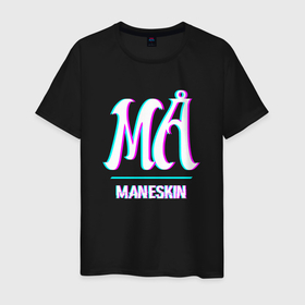 Мужская футболка хлопок с принтом Maneskin glitch rock в Екатеринбурге, 100% хлопок | прямой крой, круглый вырез горловины, длина до линии бедер, слегка спущенное плечо. | 