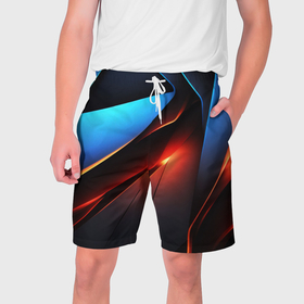 Мужские шорты 3D с принтом Красно синие элементы в Тюмени,  полиэстер 100% | прямой крой, два кармана без застежек по бокам. Мягкая трикотажная резинка на поясе, внутри которой широкие завязки. Длина чуть выше колен | 