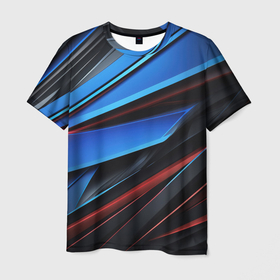 Мужская футболка 3D с принтом Объемные элементы абстракция в Кировске, 100% полиэфир | прямой крой, круглый вырез горловины, длина до линии бедер | 