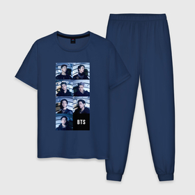 Мужская пижама хлопок с принтом We are bulletproof  BTS в Тюмени, 100% хлопок | брюки и футболка прямого кроя, без карманов, на брюках мягкая резинка на поясе и по низу штанин
 | 
