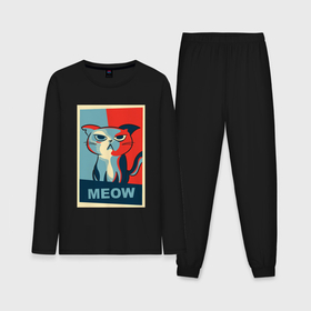 Мужская пижама с лонгсливом хлопок с принтом Meow Obey в Екатеринбурге,  |  | 