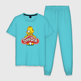 Мужская пижама хлопок с принтом Say Doh в Курске, 100% хлопок | брюки и футболка прямого кроя, без карманов, на брюках мягкая резинка на поясе и по низу штанин
 | 