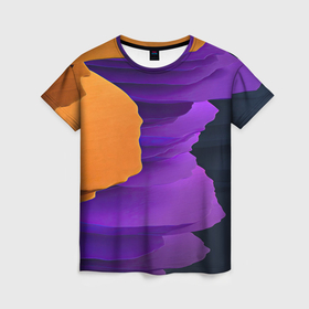 Женская футболка 3D с принтом Красочные слои , 100% полиэфир ( синтетическое хлопкоподобное полотно) | прямой крой, круглый вырез горловины, длина до линии бедер | 
