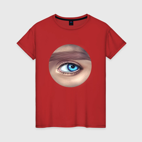 Женская футболка хлопок с принтом Мужской голубой глаз в Белгороде, 100% хлопок | прямой крой, круглый вырез горловины, длина до линии бедер, слегка спущенное плечо | 
