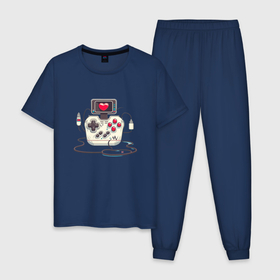 Мужская пижама хлопок с принтом Gamer joystick в Екатеринбурге, 100% хлопок | брюки и футболка прямого кроя, без карманов, на брюках мягкая резинка на поясе и по низу штанин
 | 