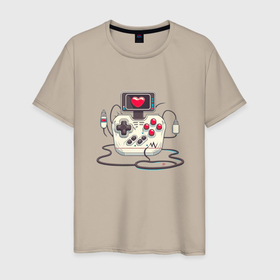 Мужская футболка хлопок с принтом Gamer joystick в Санкт-Петербурге, 100% хлопок | прямой крой, круглый вырез горловины, длина до линии бедер, слегка спущенное плечо. | 