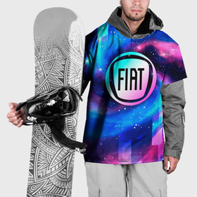 Накидка на куртку 3D с принтом Fiat неоновый космос , 100% полиэстер |  | 