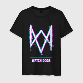 Мужская футболка хлопок с принтом Watch Dogs в стиле glitch и баги графики в Новосибирске, 100% хлопок | прямой крой, круглый вырез горловины, длина до линии бедер, слегка спущенное плечо. | 