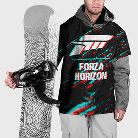 Накидка на куртку 3D с принтом Forza Horizon в стиле glitch и баги графики на темном фоне в Кировске, 100% полиэстер |  | 