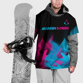 Накидка на куртку 3D с принтом Assassins Creed   neon gradient: символ сверху в Санкт-Петербурге, 100% полиэстер |  | Тематика изображения на принте: 