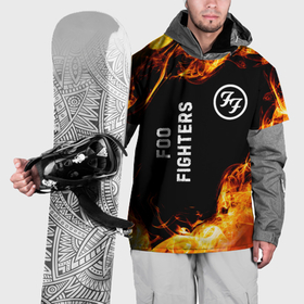 Накидка на куртку 3D с принтом Foo Fighters и пылающий огонь в Екатеринбурге, 100% полиэстер |  | Тематика изображения на принте: 